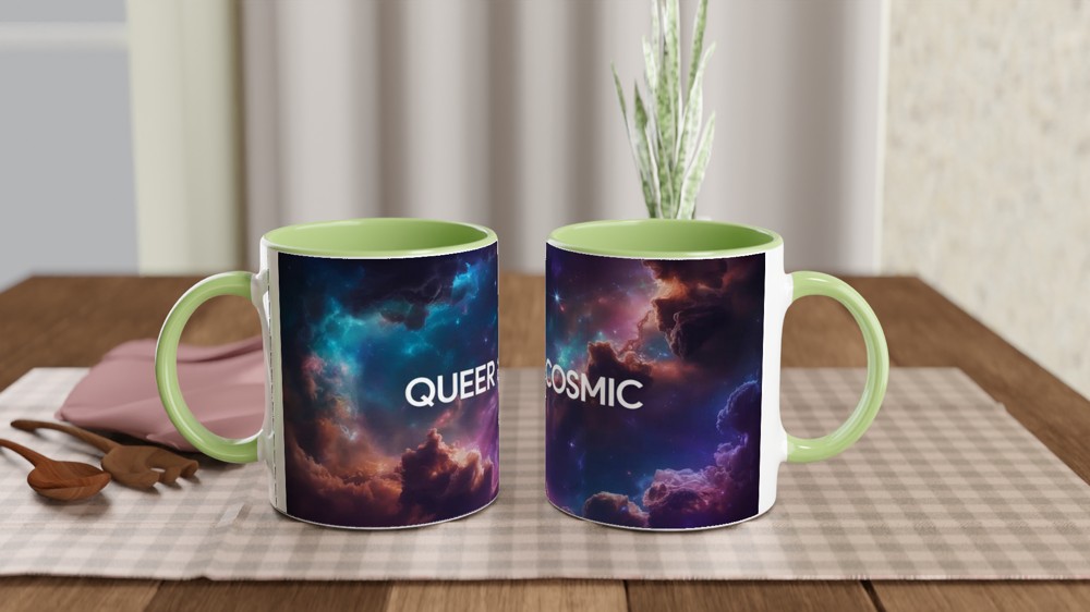 Queer and Cosmic Mug | Bisexual Pride Gift | Space Nebula Coffee Cup | Bi Pride Present for Friends — view 5