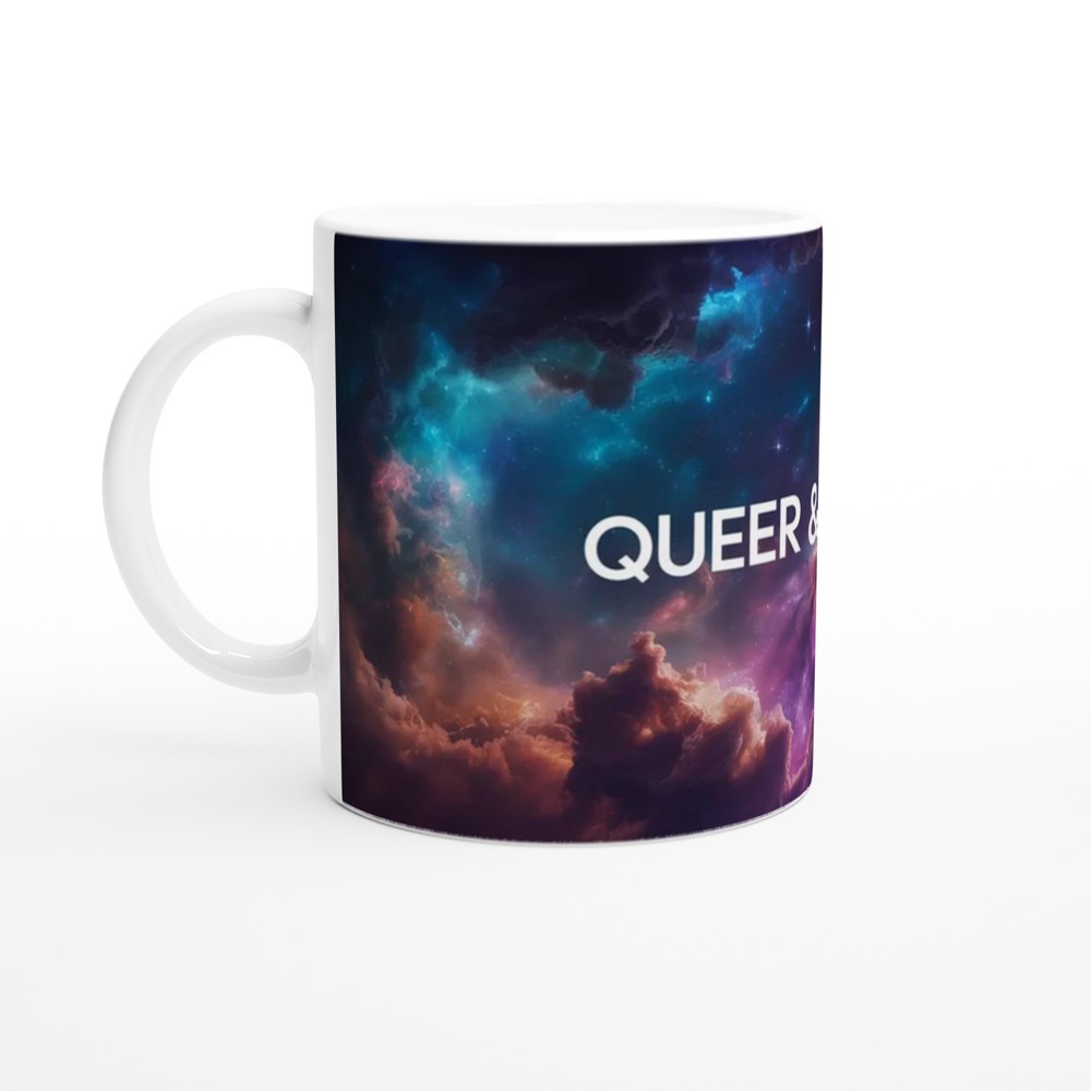 Queer and Cosmic Mug | Bisexual Pride Gift | Space Nebula Coffee Cup | Bi Pride Present for Friends — view 10