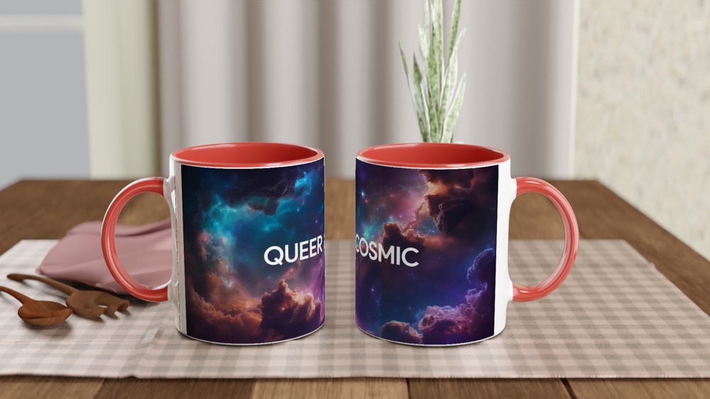 Queer and Cosmic Mug | Bisexual Pride Gift | Space Nebula Coffee Cup | Bi Pride Present for Friends — view 7