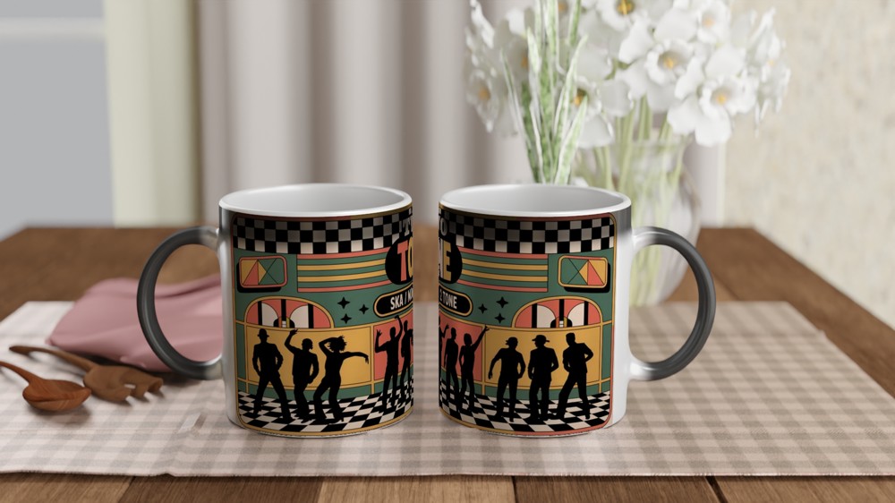 Two Tone Ska Mug | Mod Music Gift | Retro Checkerboard Design | Birthday Gift for Him or Her — view 3