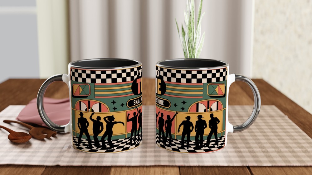 Two Tone Ska Mug | Mod Music Gift | Retro Checkerboard Design | Birthday Gift for Him or Her — view 9