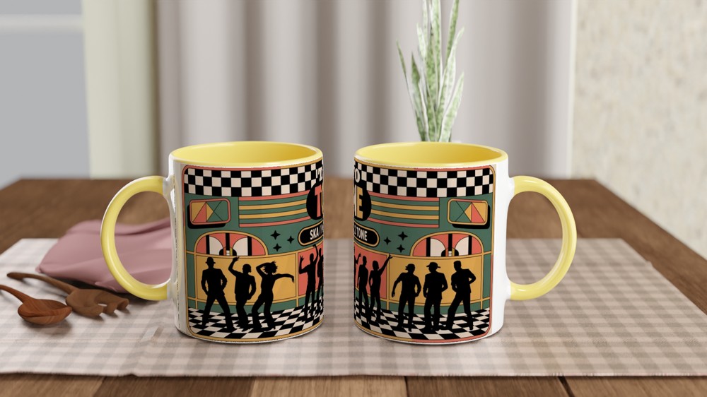 Two Tone Ska Mug | Mod Music Gift | Retro Checkerboard Design | Birthday Gift for Him or Her — view 8