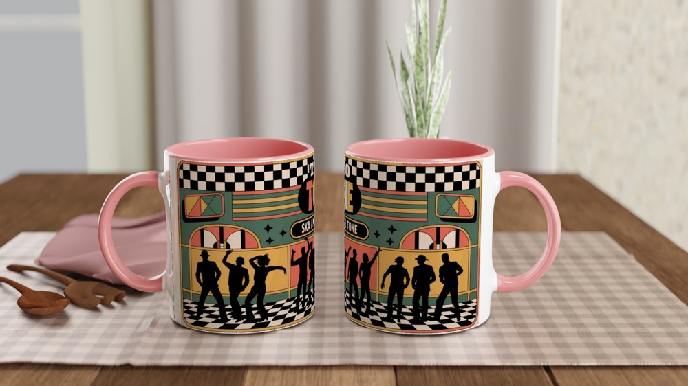 Two Tone Ska Mug | Mod Music Gift | Retro Checkerboard Design | Birthday Gift for Him or Her — view 6