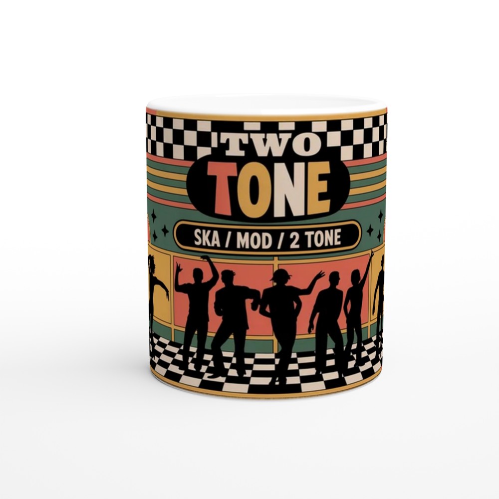 Two Tone Ska Mug | Mod Music Gift | Retro Checkerboard Design | Birthday Gift for Him or Her — view 11