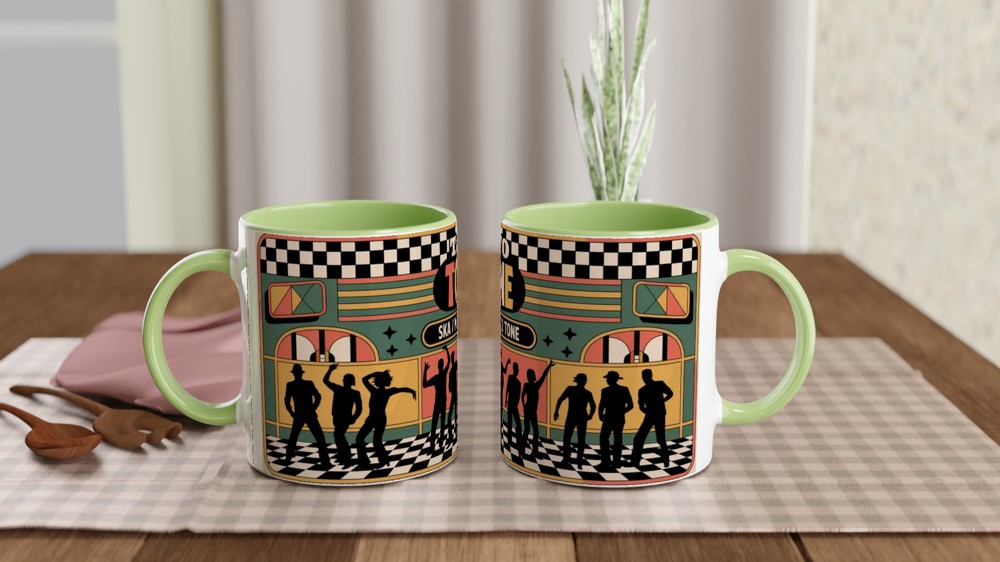 Two Tone Ska Mug | Mod Music Gift | Retro Checkerboard Design | Birthday Gift for Him or Her — view 5