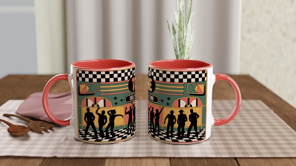 Two Tone Ska Mug | Mod Music Gift | Retro Checkerboard Design | Birthday Gift for Him or Her — view 7