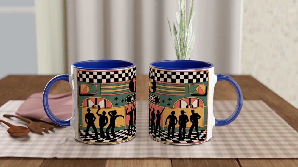Two Tone Ska Mug | Mod Music Gift | Retro Checkerboard Design | Birthday Gift for Him or Her — view 4