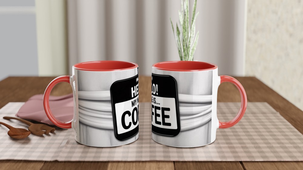 Hello My Name Is Coffee Name Tag Mug — view 6