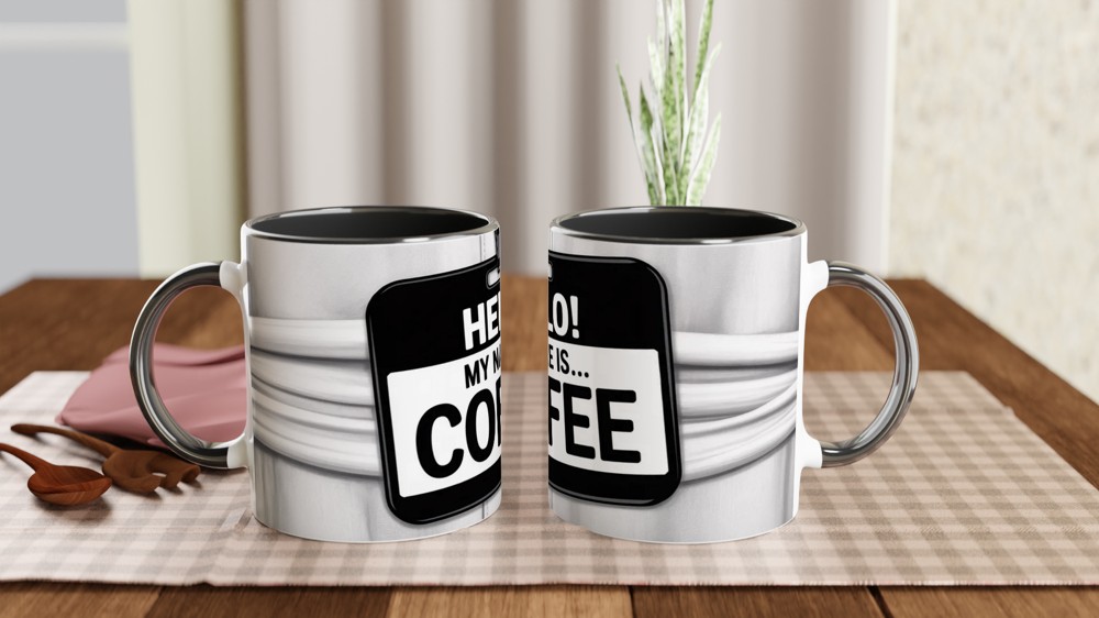 Hello My Name Is Coffee Name Tag Mug — view 8