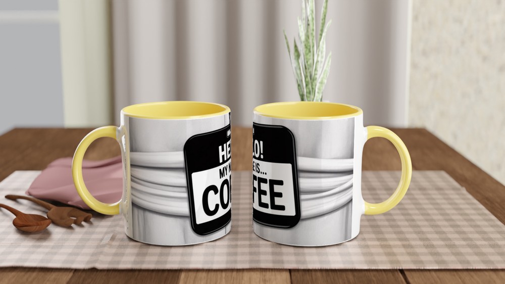 Hello My Name Is Coffee Name Tag Mug — view 7