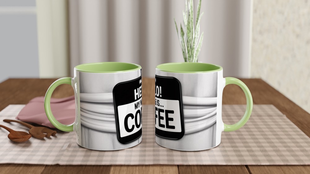 Hello My Name Is Coffee Name Tag Mug — view 4