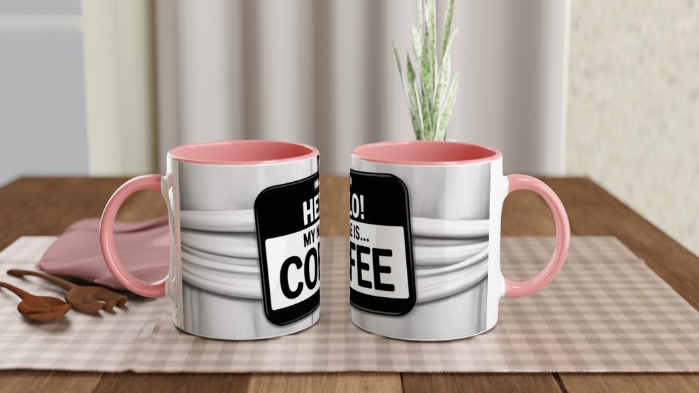 Hello My Name Is Coffee Name Tag Mug — view 5