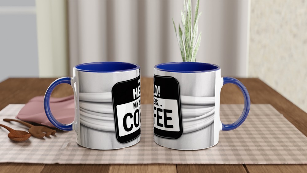 Hello My Name Is Coffee Name Tag Mug — view 3
