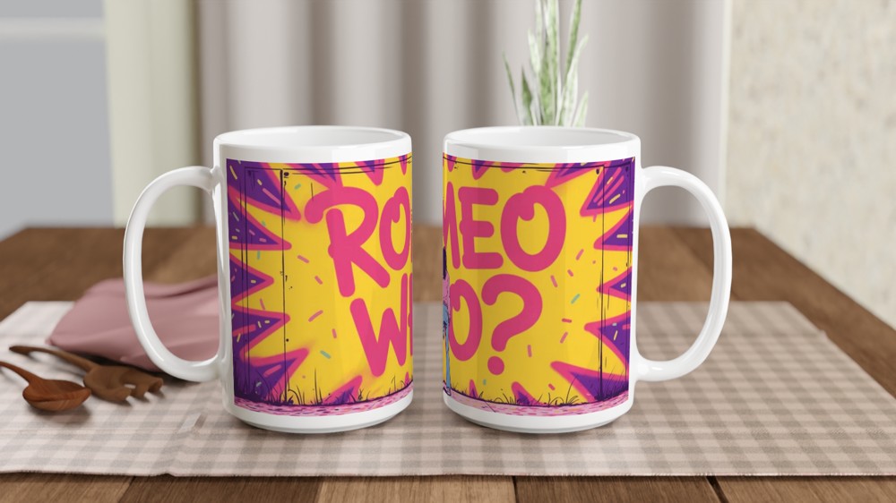 & Juliet Mug | Romeo Who Graffiti Quote | Musical Theatre Gift | West End Present for Her — view 2