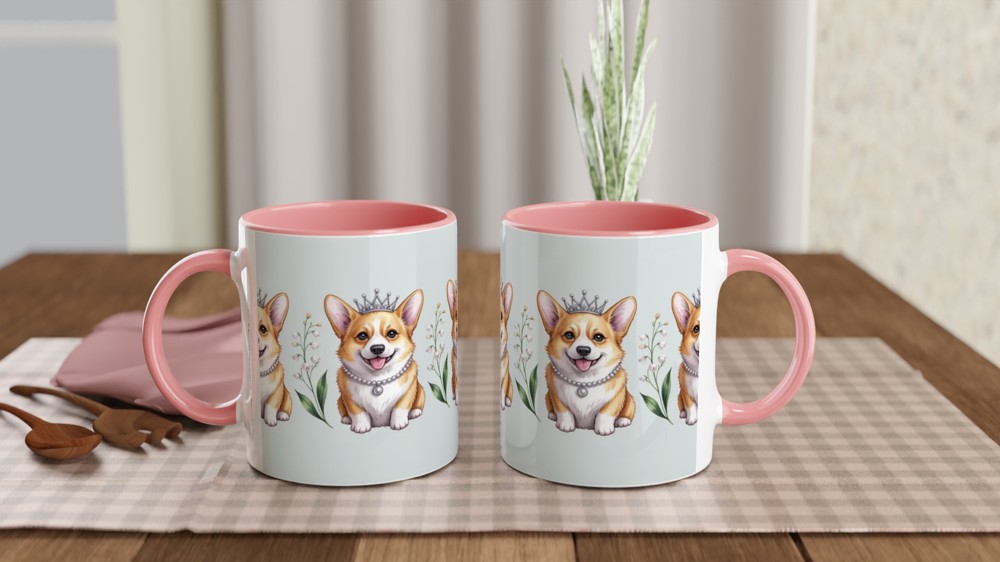 Royal Corgi Princess Pearl Necklace Tiara Pattern Mug — view 6