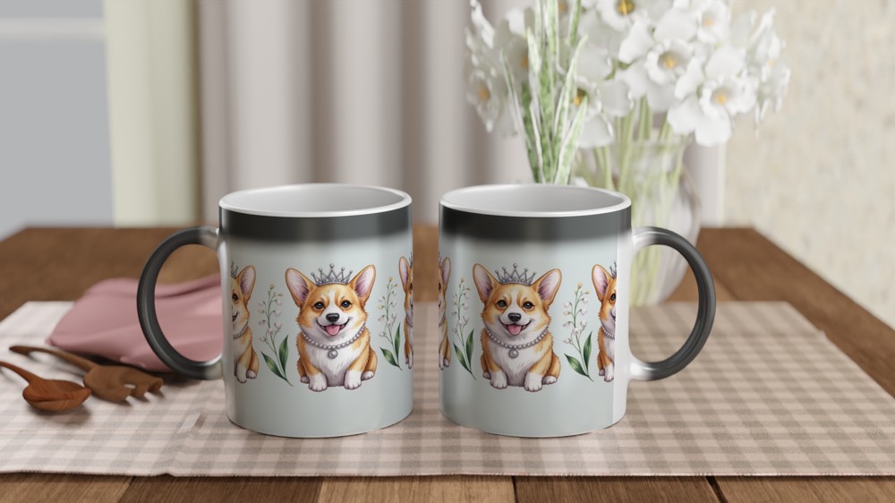 Royal Corgi Princess Pearl Necklace Tiara Pattern Mug — view 3