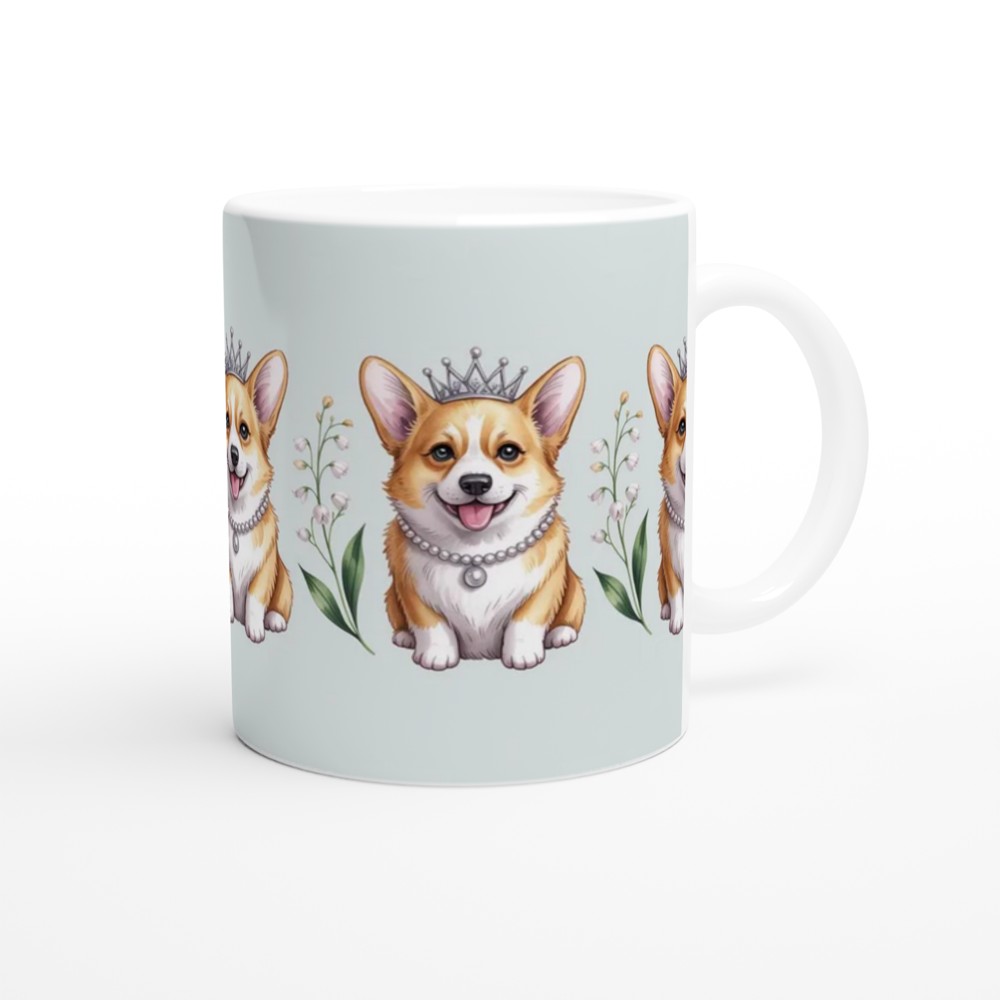 Royal Corgi Princess Pearl Necklace Tiara Pattern Mug — view 12