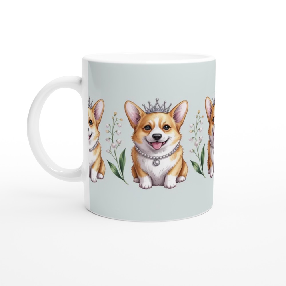 Royal Corgi Princess Pearl Necklace Tiara Pattern Mug — view 10