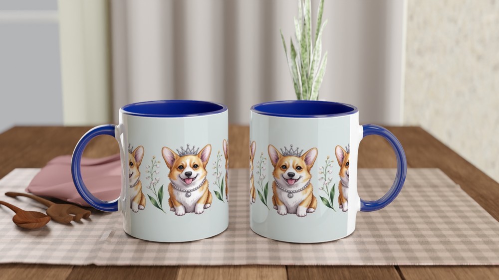Royal Corgi Princess Pearl Necklace Tiara Pattern Mug — view 4