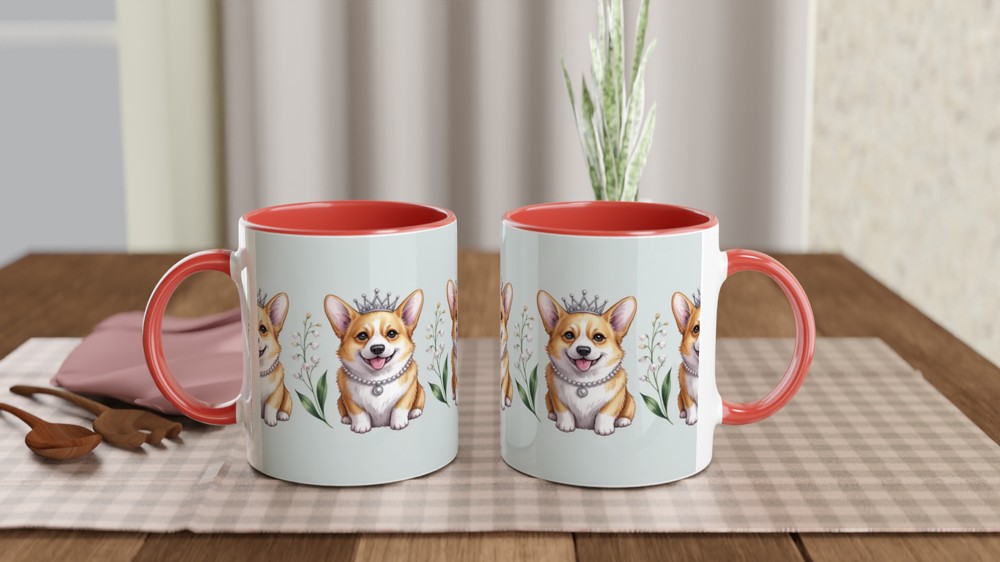 Royal Corgi Princess Pearl Necklace Tiara Pattern Mug — view 7