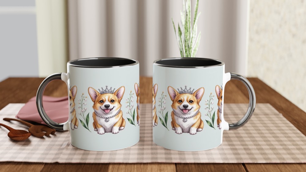 Royal Corgi Princess Pearl Necklace Tiara Pattern Mug — view 9