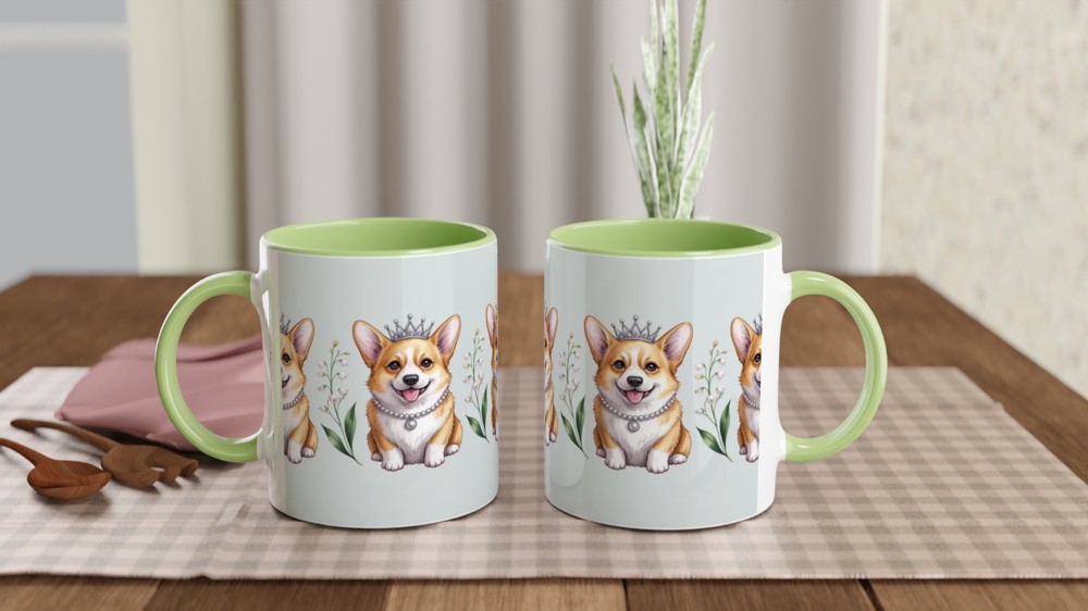 Royal Corgi Princess Pearl Necklace Tiara Pattern Mug — view 5