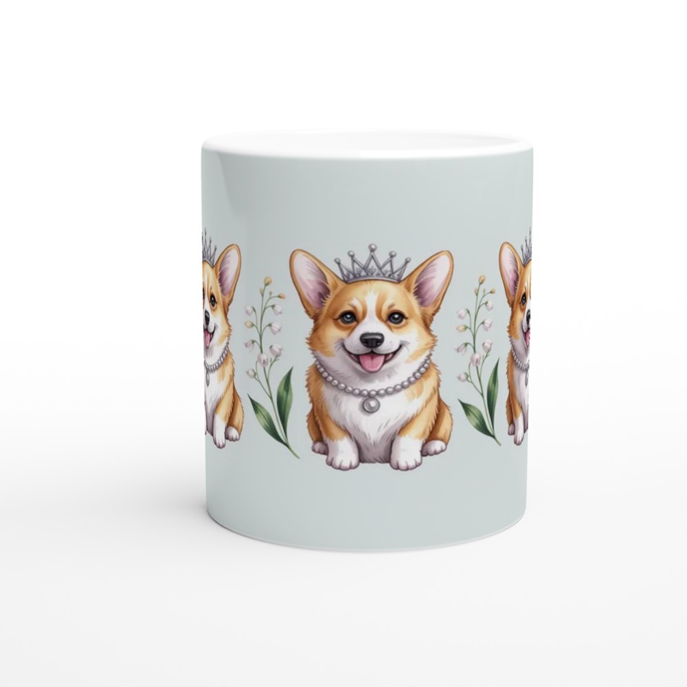 Royal Corgi Princess Pearl Necklace Tiara Pattern Mug — view 11