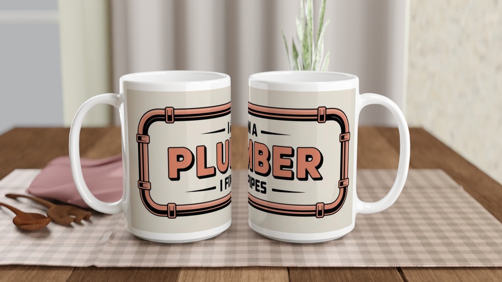 Plumber Mug | Funny Plumbing Gift | Copper Pipe Design | Birthday Gift for Dad Colleague — view 2