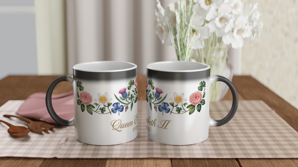 Queen Elizabeth II Floral Memorial Mug 1926-2026 — view 3