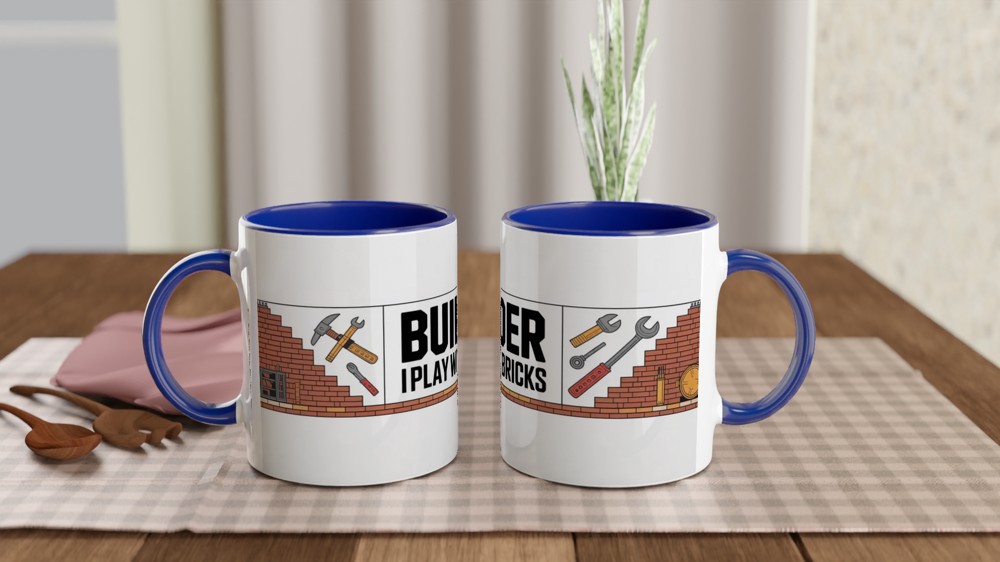 Builder I Play With Bricks Funny Construction Mug — view 4