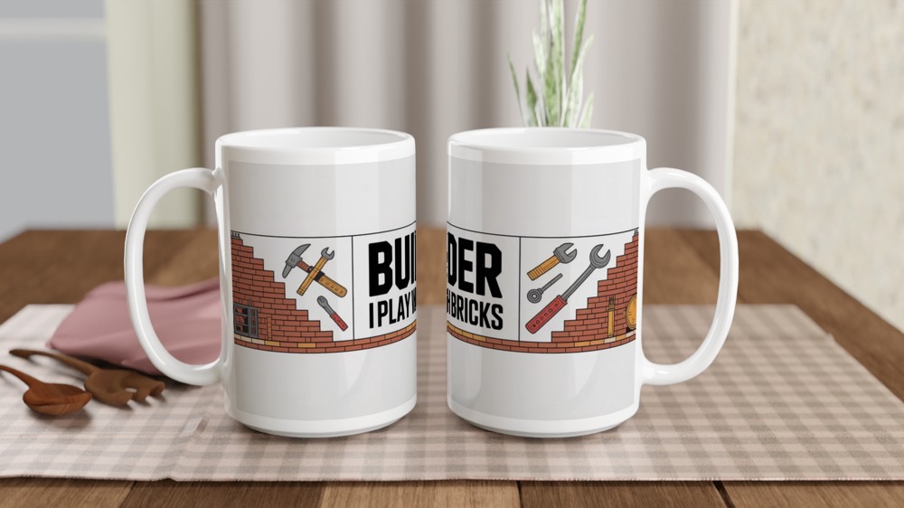 Builder I Play With Bricks Funny Construction Mug — view 2