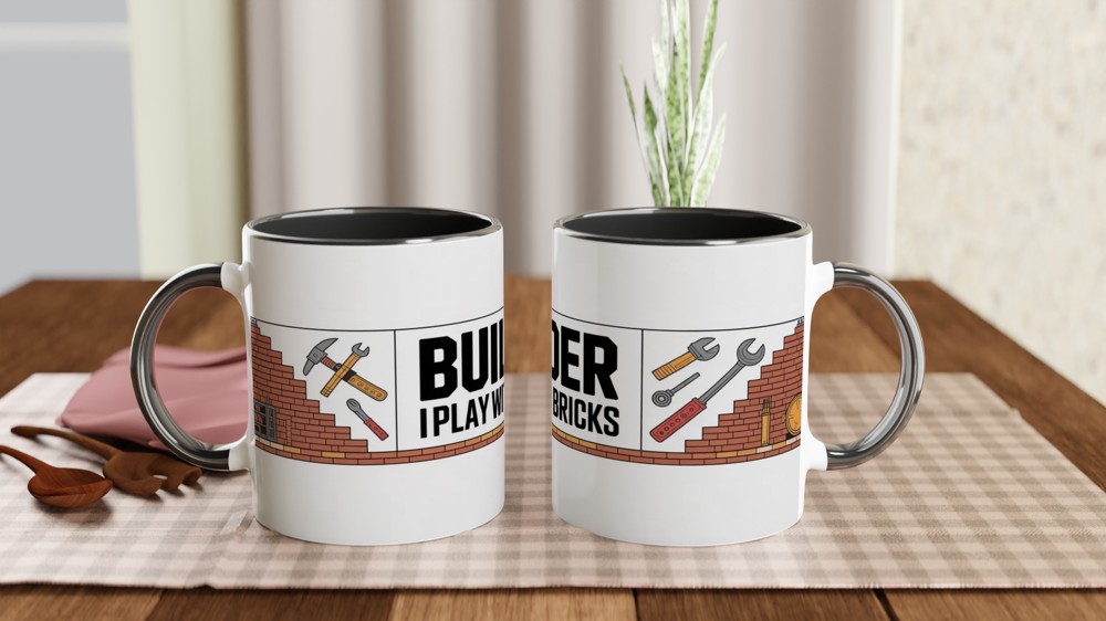 Builder I Play With Bricks Funny Construction Mug — view 9