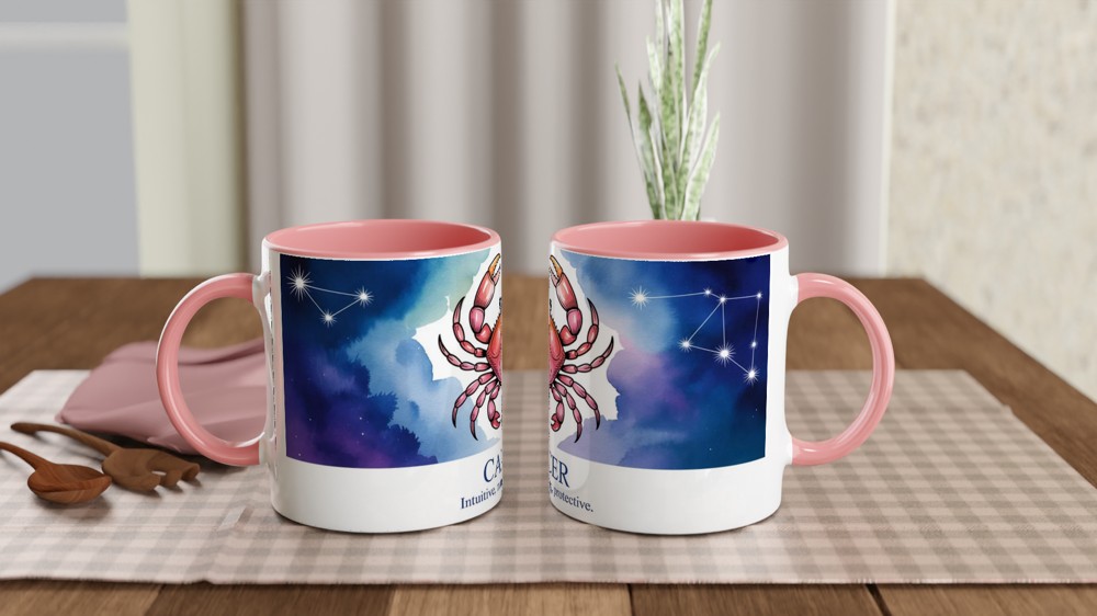 Cancer Zodiac Mug | Watercolour Crab Constellation | Astrology Birthday Gift | Star Sign Present for Her and Him — view 6