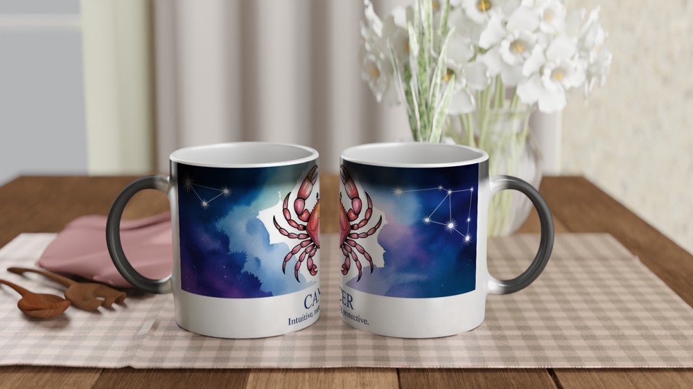 Cancer Zodiac Mug | Watercolour Crab Constellation | Astrology Birthday Gift | Star Sign Present for Her and Him — view 3