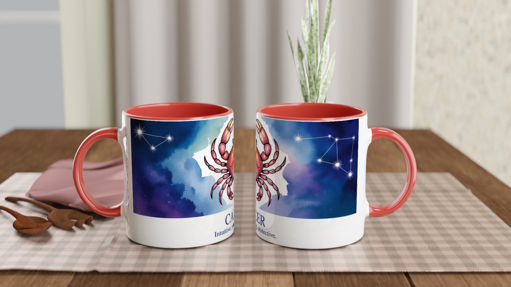 Cancer Zodiac Mug | Watercolour Crab Constellation | Astrology Birthday Gift | Star Sign Present for Her and Him — view 7