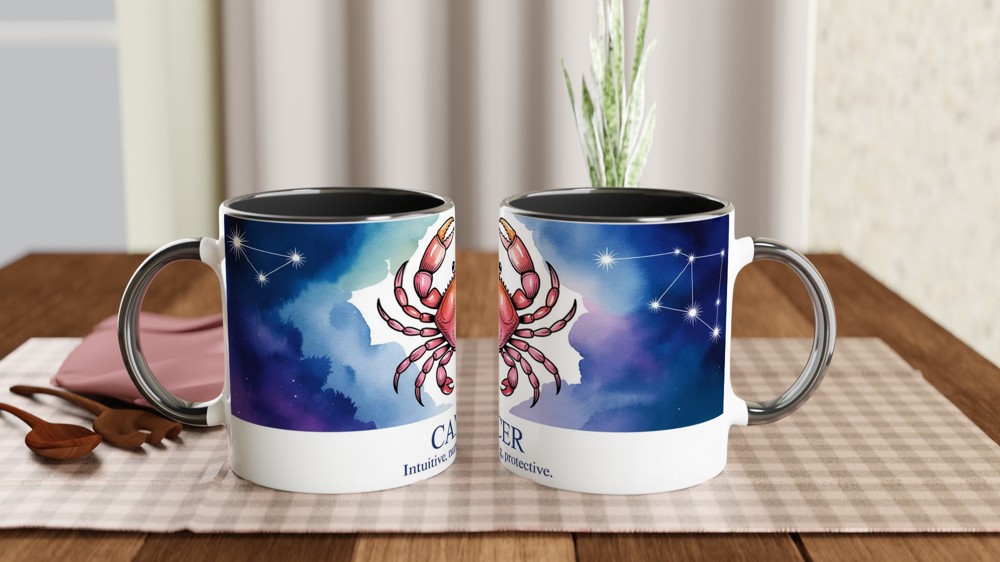 Cancer Zodiac Mug | Watercolour Crab Constellation | Astrology Birthday Gift | Star Sign Present for Her and Him — view 9