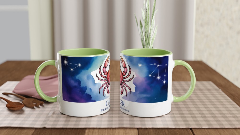 Cancer Zodiac Mug | Watercolour Crab Constellation | Astrology Birthday Gift | Star Sign Present for Her and Him — view 5