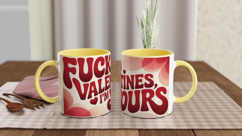 Funny Valentines Mug | 'Fuck Valentines I'm Yours' Rude Gift | Anniversary Mug for Husband Wife Partner | Cheeky Romantic Present — view 8