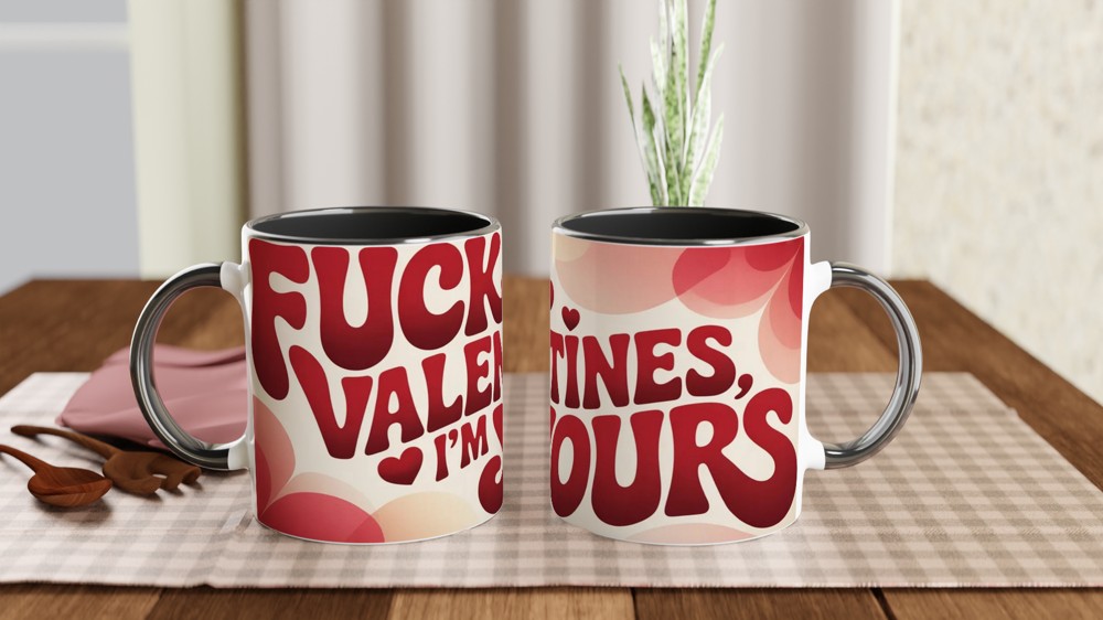 Funny Valentines Mug | 'Fuck Valentines I'm Yours' Rude Gift | Anniversary Mug for Husband Wife Partner | Cheeky Romantic Present — view 9