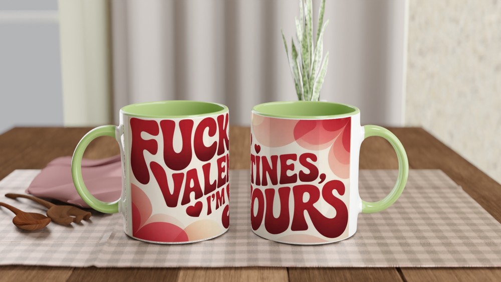 Funny Valentines Mug | 'Fuck Valentines I'm Yours' Rude Gift | Anniversary Mug for Husband Wife Partner | Cheeky Romantic Present — view 5