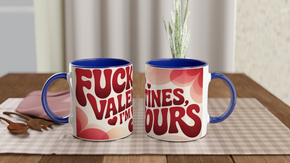 Funny Valentines Mug | 'Fuck Valentines I'm Yours' Rude Gift | Anniversary Mug for Husband Wife Partner | Cheeky Romantic Present — view 4