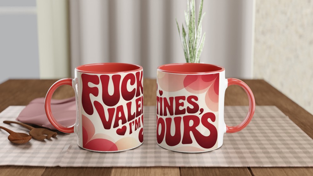 Funny Valentines Mug | 'Fuck Valentines I'm Yours' Rude Gift | Anniversary Mug for Husband Wife Partner | Cheeky Romantic Present — view 7