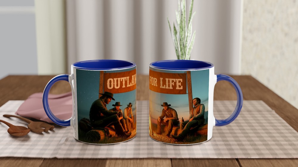 Red Dead Redemption 2 Mug | Outlaws For Life Quote | Gamer Gift for Him | Western Gaming Coffee Mug — view 4