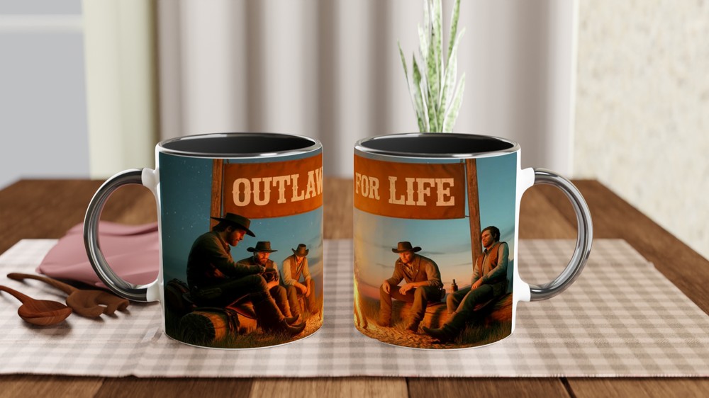 Red Dead Redemption 2 Mug | Outlaws For Life Quote | Gamer Gift for Him | Western Gaming Coffee Mug — view 9