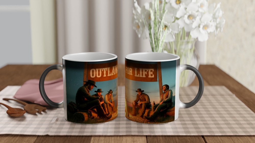 Red Dead Redemption 2 Mug | Outlaws For Life Quote | Gamer Gift for Him | Western Gaming Coffee Mug — view 3