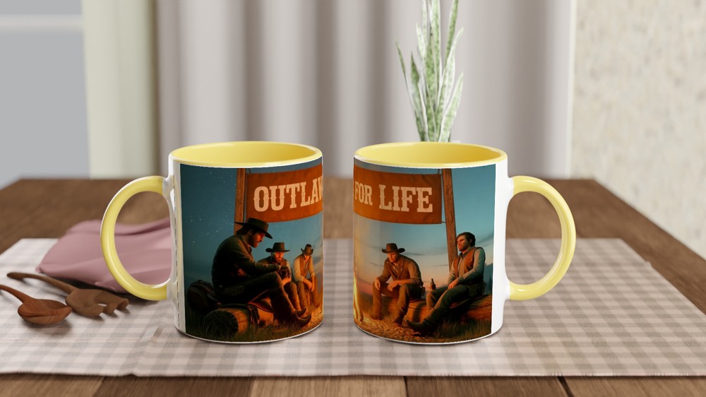 Red Dead Redemption 2 Mug | Outlaws For Life Quote | Gamer Gift for Him | Western Gaming Coffee Mug — view 8