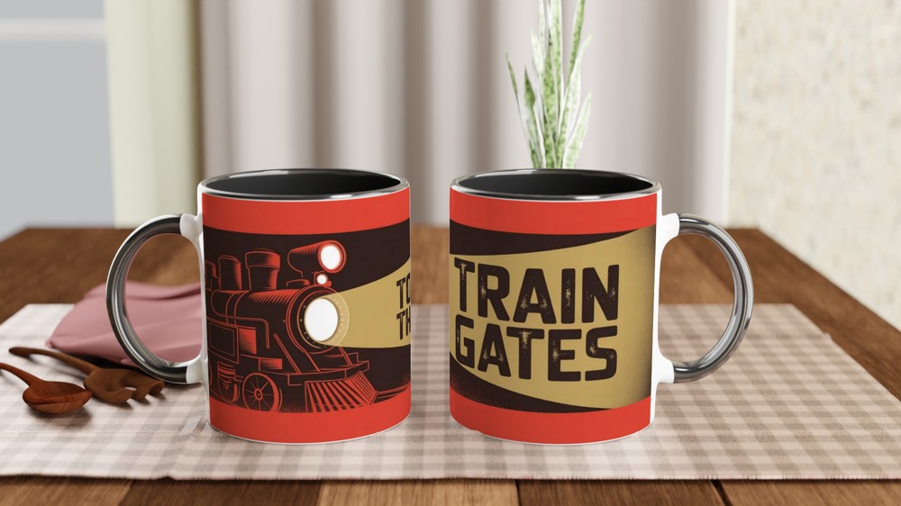 To The Train Gates - Vintage Steam Locomotive Mug — view 9