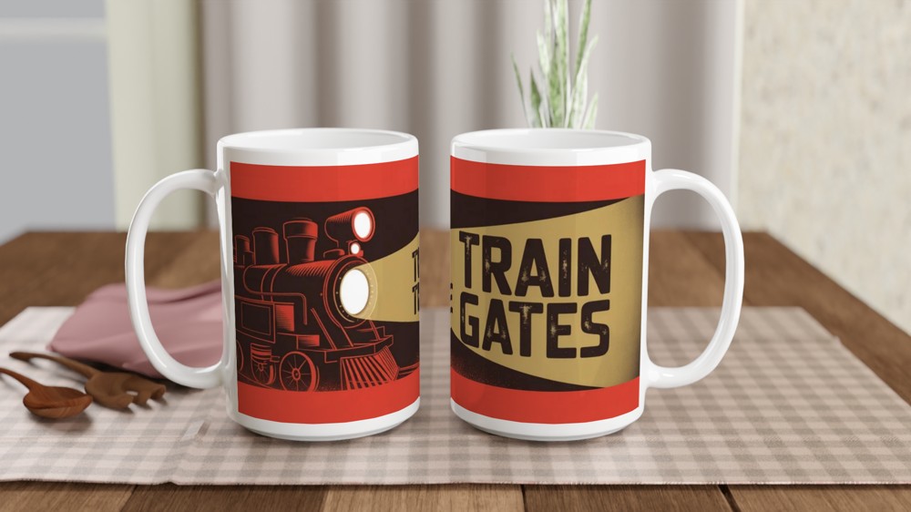 To The Train Gates - Vintage Steam Locomotive Mug — view 2
