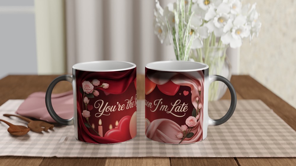 Valentines Mug | You're The Reason I'm Late | Funny Anniversary Gift for Boyfriend Girlfriend | Rude Romantic Present — view 3