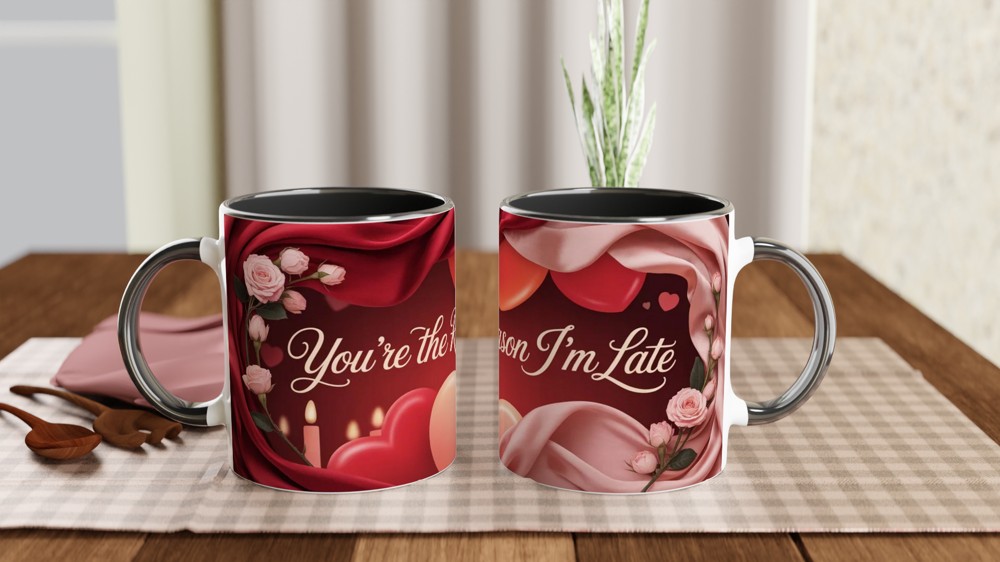 Valentines Mug | You're The Reason I'm Late | Funny Anniversary Gift for Boyfriend Girlfriend | Rude Romantic Present — view 9